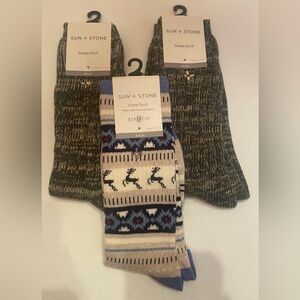 NWT SUN + STONE Men’s Pack of 3 Crew Socks